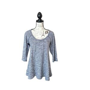 Anthropologie Blue Heather 3/4 Sleeve Deletta
